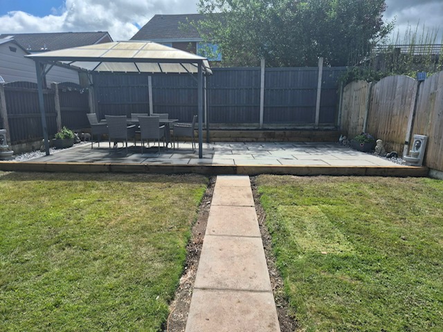 Garden patio with gazebo — completed project